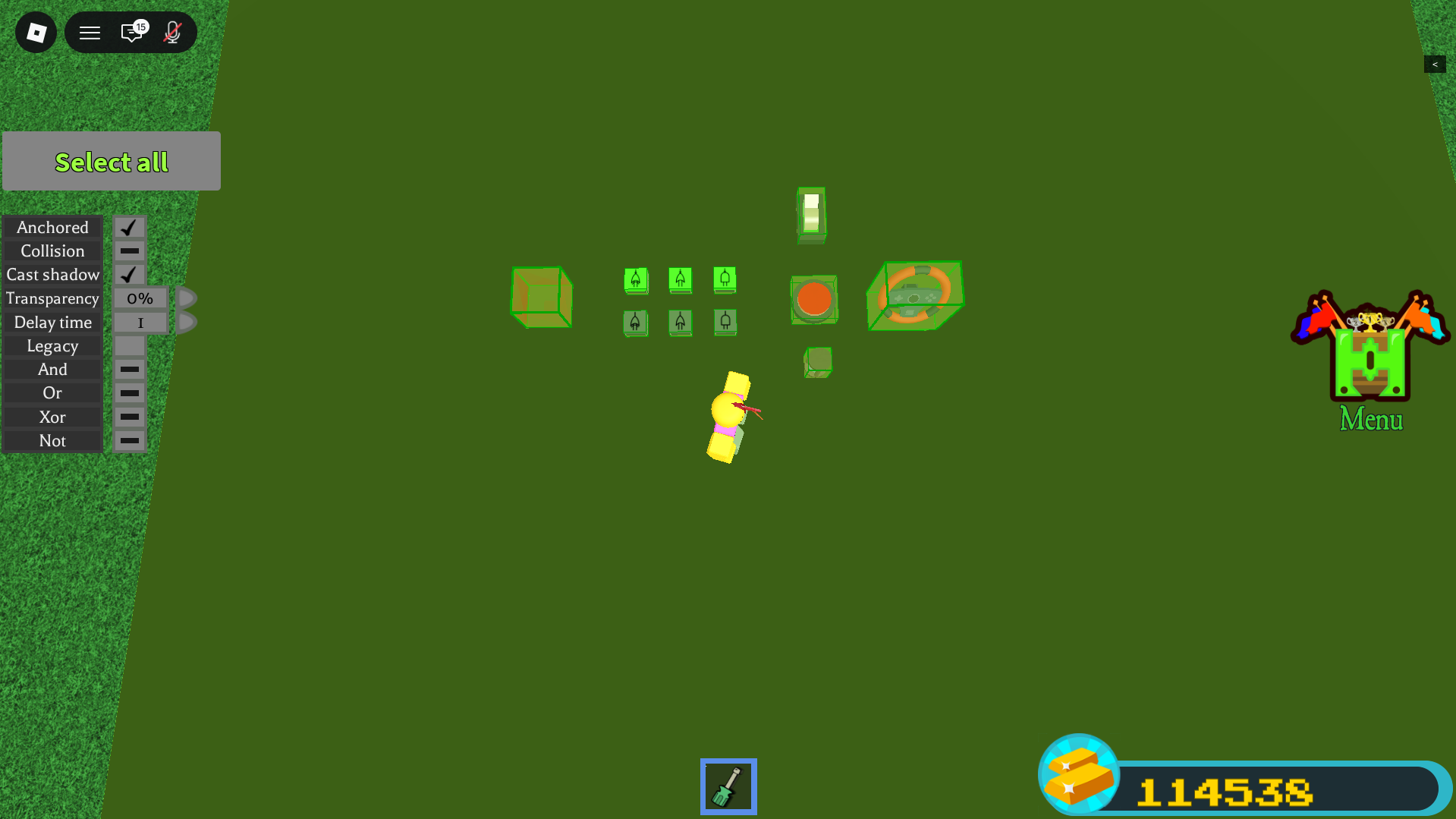 In-game block property panel